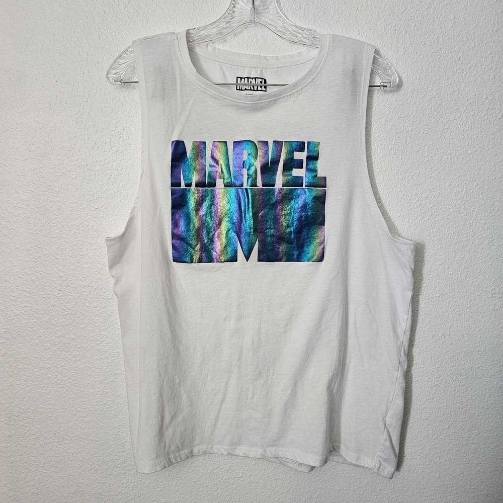 Marvel Iridescent White Sleeveless Shirt Size XL‎